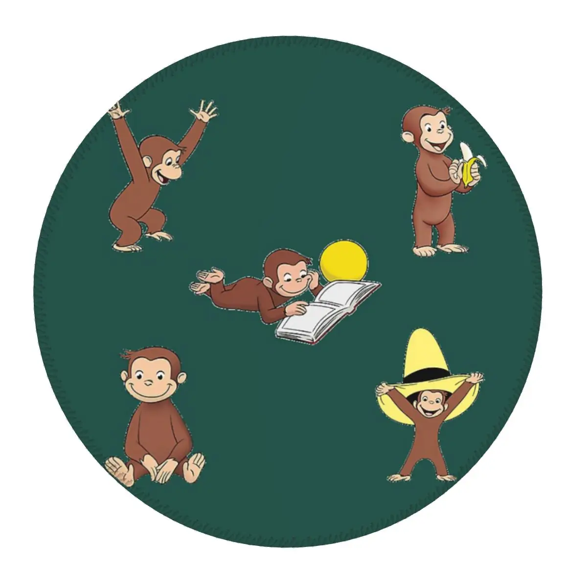 

George The Curious Monkey Cartoon For Kids Pack Round Mouse Pad Computer Keyboard Mouse Mat Gaming Laptop Desk Mat Office Table