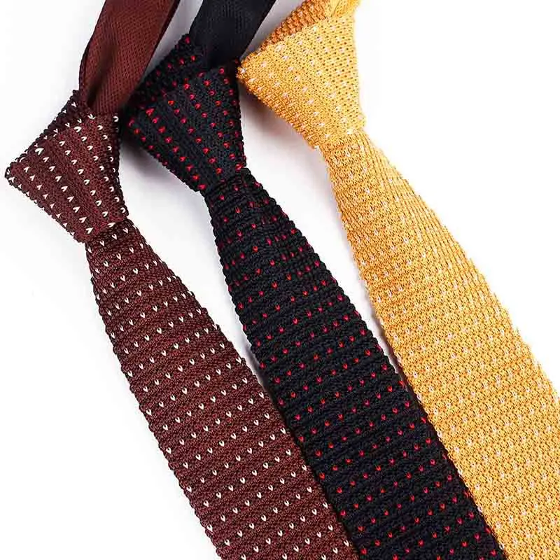 Men's Polka Dot Knitted Neckties Women Casual Preppy Chic Shirt Neckwear Narrow 5.5CM Navy Ties Wedding Party Tuxedo Accessories