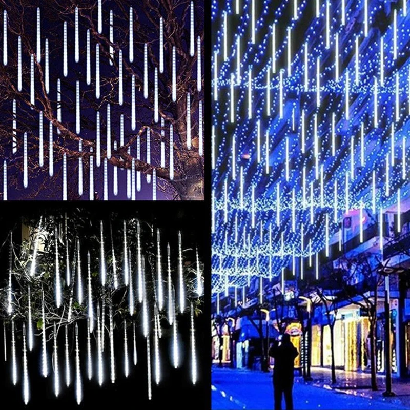 

50CM 30CM 8Tube LED Meteor Shower Rain Light Drop Icicle String Light for Xmas Tree Holiday Wedding Christmas Falling Rain Light