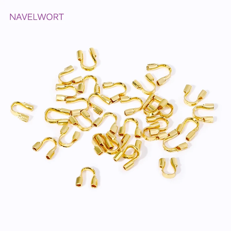 18K Gold Plated Wire Protectors Wire Guard Guardian Protectors,Brass U Shape Hook Clasp Connector For Jewelry Making Accessories