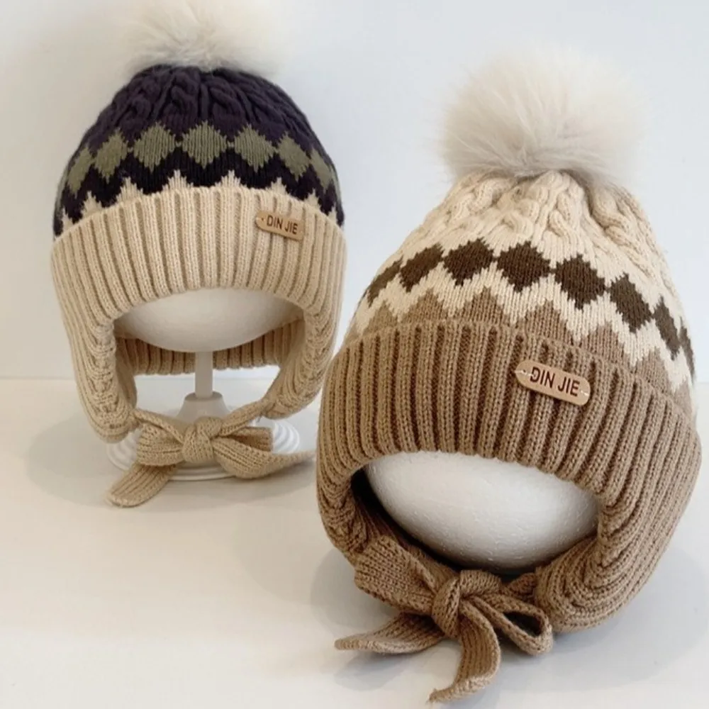 

Cute 2-5 Year Baby Baby Knitted Hat Windproof Warm Knitted Woolen Hat Thicken Kids Earmuffs Cap Autumn Winter