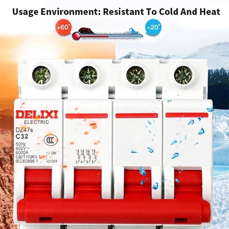 DZ47s Overload Circuit Breaker 1-125A Air Switch Flame Retardant 1P 2P 3P 4P Air Switches Protection for Household Use