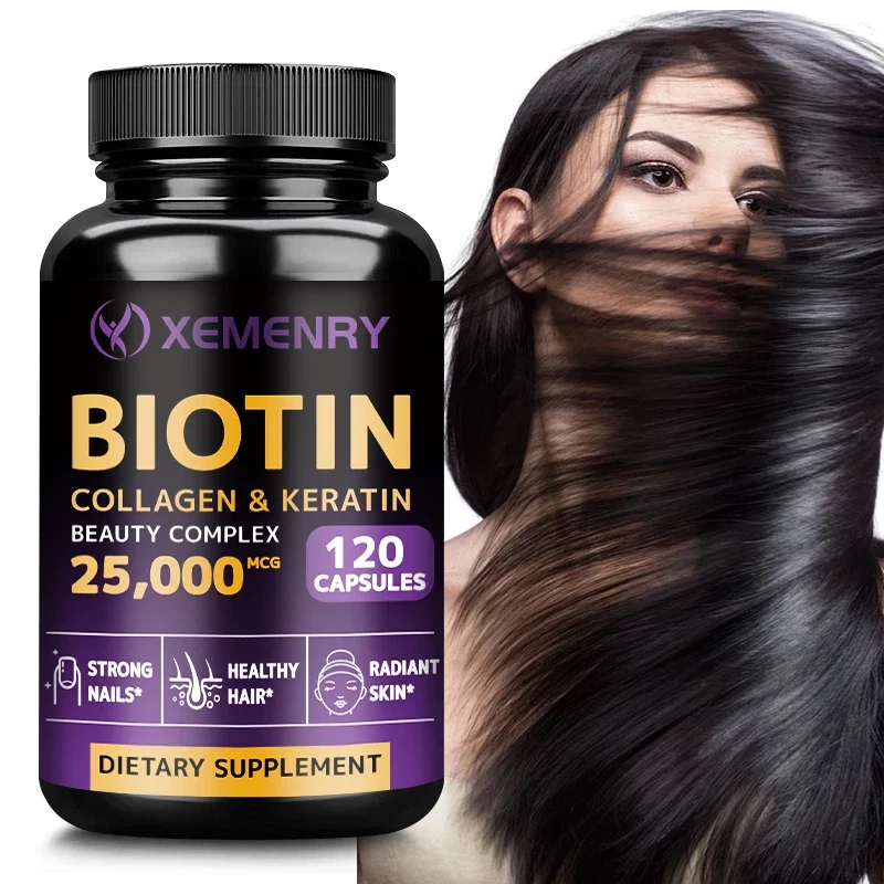 Biotin + Collagen + Keratin Capsules - Promotes Hair Growth, Strengthens Weak Nails, Anti-Aging, Supports Joints & Bones