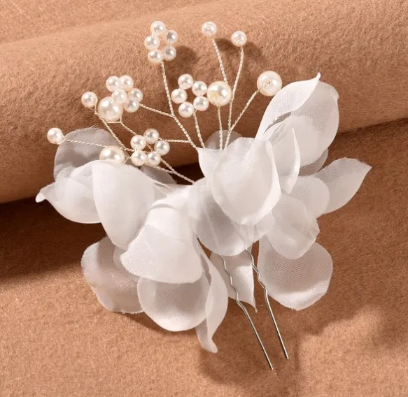 Bride Handmade Simulated Pearl Crystal Hairpins For Wedding Charm Floral Hair Pins Bridal Hair Jewelry Accessories