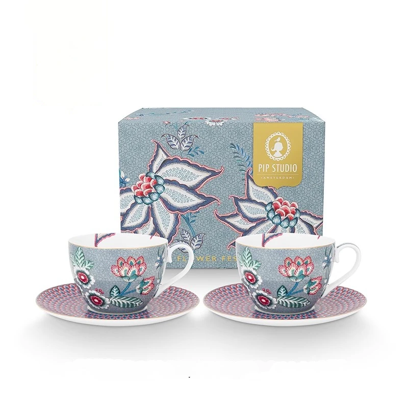 

Набор кофейных чашек в восточном стиле с цветочным ритмом, чайный сервиз в восточной эстетическом стиле, подарок на свадьбу, день рождения, сине-серая серия