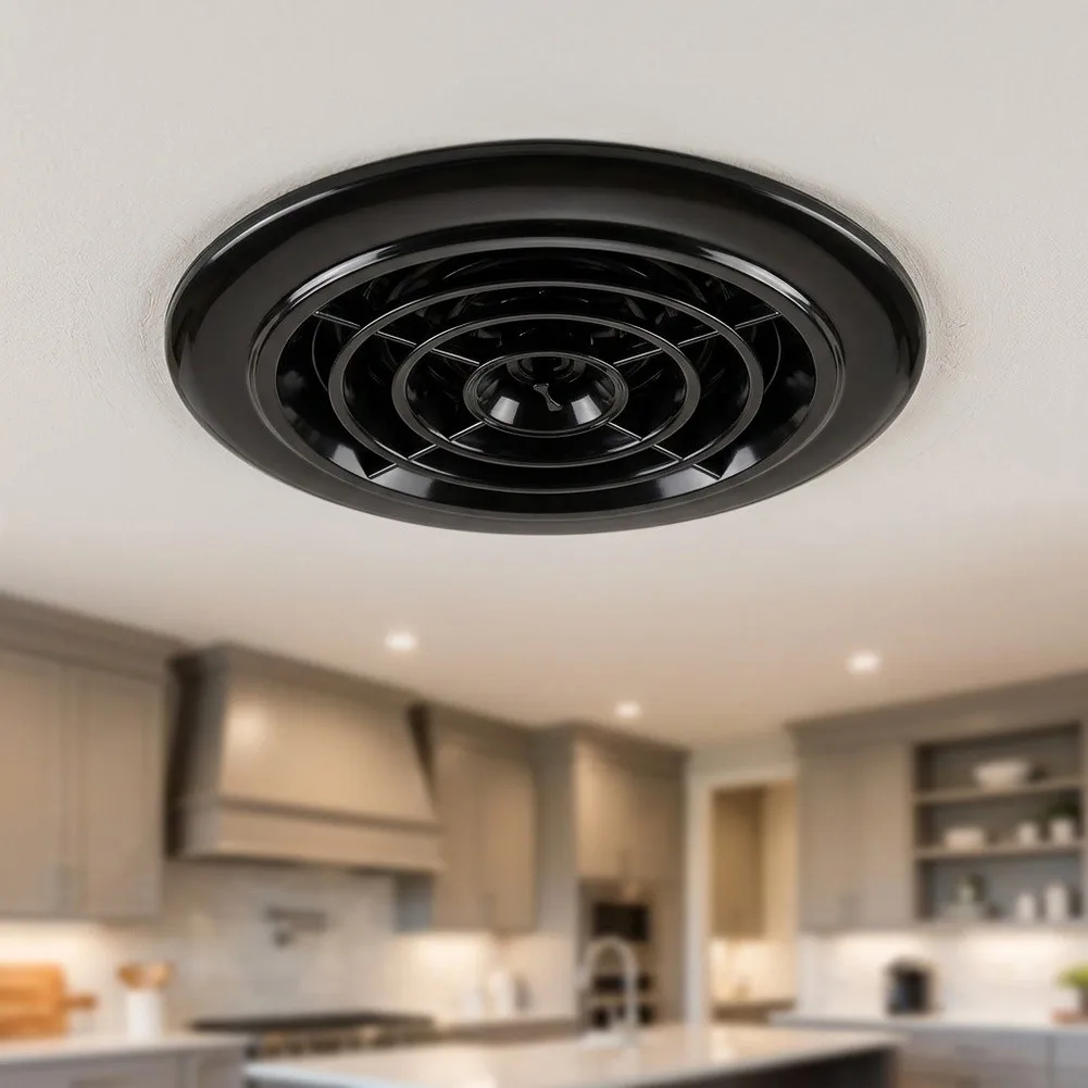Black 8-Inch Rotating Vent Cover for Kitchen and Living Room with Mesh Grate ABS Plastic Air Ventilation Cover