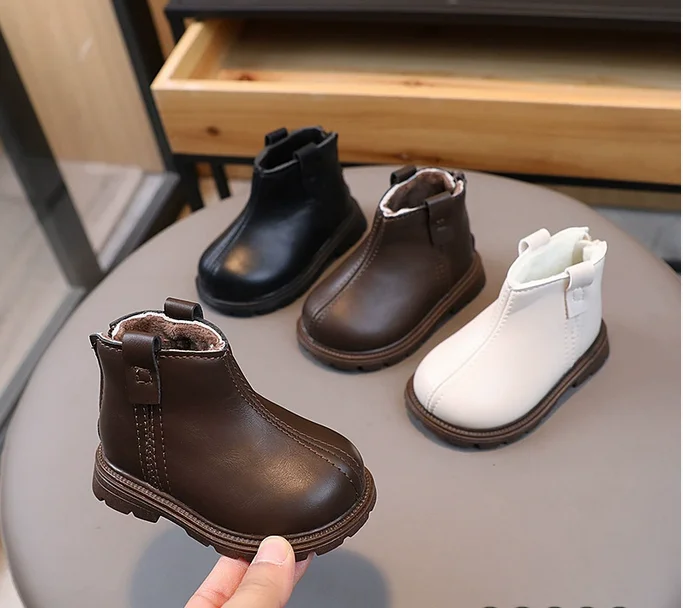 الاتجاه الجديد عودة زيبر مدخنة الأحذية للفتيات الصغيرات دافئ المخملية الوليد بيبي بوي أحذية قصيرة الشتاء أحذية حفلة عيد ميلاد #1