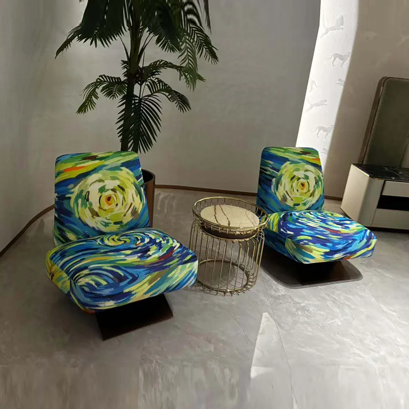 

Italian Designer Creative Sofa Chair Model Room Hotel Lobby Reception Negotiation Chair Internet Celebrity Print Lazy Chair