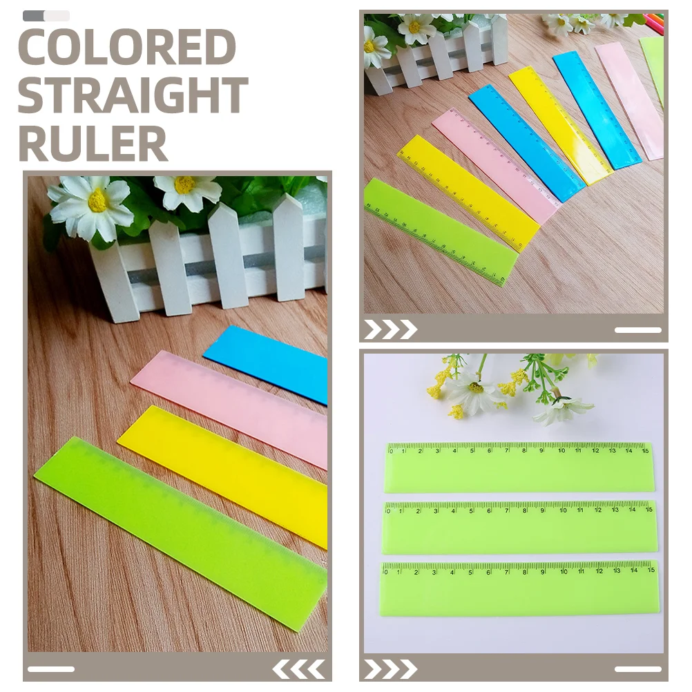 25Pcs Plastic Rulers Students Rulers Clear Rulers Colored Rulers Measuring Rulers Reusable Rulers rulers for students