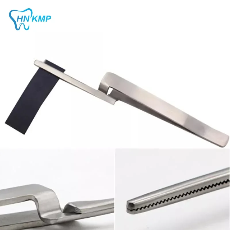 Stainless Steel Dental Occlusal Paper Tweezers Straight Bite Articulating Paper Holder Serrated Plier Forcep Tool