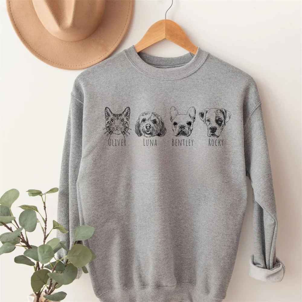 Custom Pet Sweater Using Pet Photo + Name Custom Dog Portrait Sweater Personalized Dog Pullover Dog Sweatshirt Cat Mom Gift