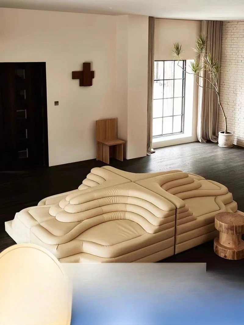 

Sofa leather module Lazy men's and women's clothing store Middle sitting area Sofa stool