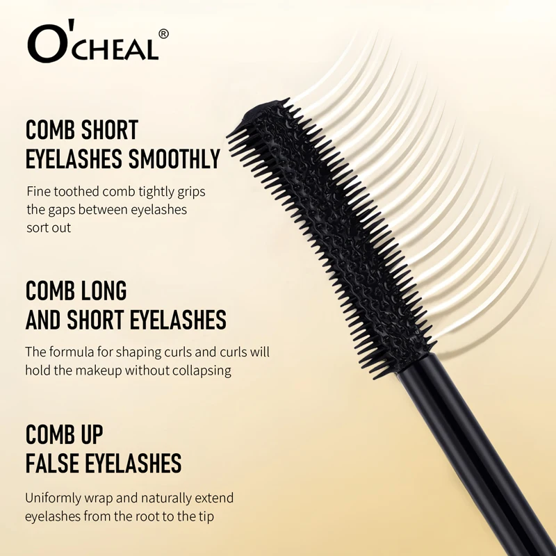 O'CHEAL Balck Mascara 3D Silk Thick Curly Lengthen Eyelashes Quick-Dry Not Easy To Smudge Gold Mascara Długotrwała, wodoodporna maskara do rzęs, zwiększająca objętość, wydłużająca i podkręcająca rzęsy, szybkoschnąca, odporna na rozmazywanie, w kolorze złotym.