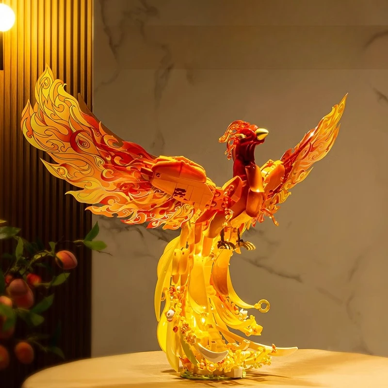 

SEMBO Phoenix Building Blocks Children's Educational Assembling Phoenix with Light Toy Model Home Ornaments Decoration Gifts