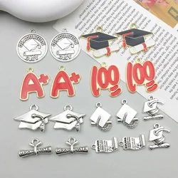 10pcs/Set Alloy Enamel Student Graduation Hat Pendant Charms For Jewelry Making Findings Crafting Accessory DIY