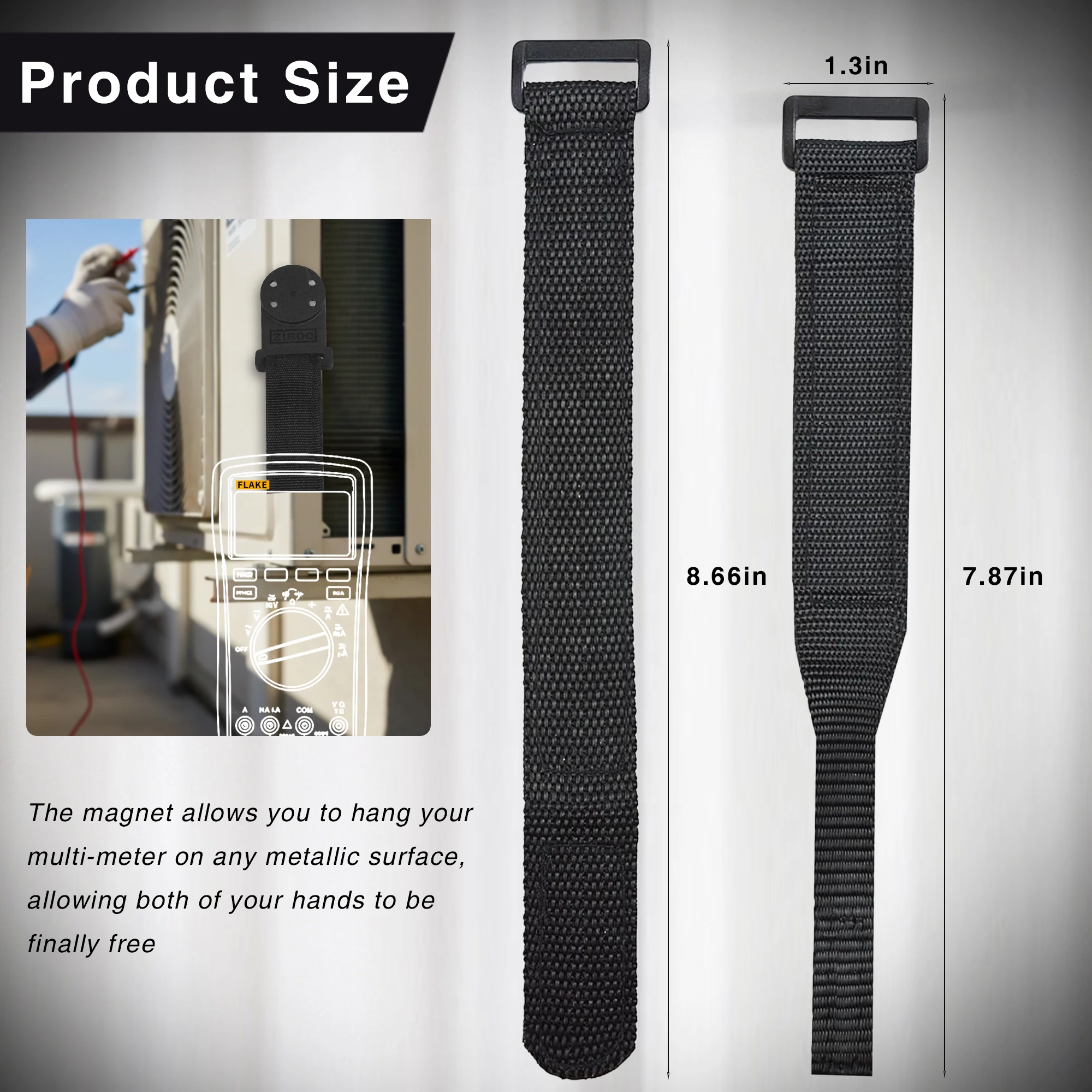 Multimeter Meter Hanging Kit Compatible with Meters，2 Straps, 2 Clips and Magnetic Hanger.