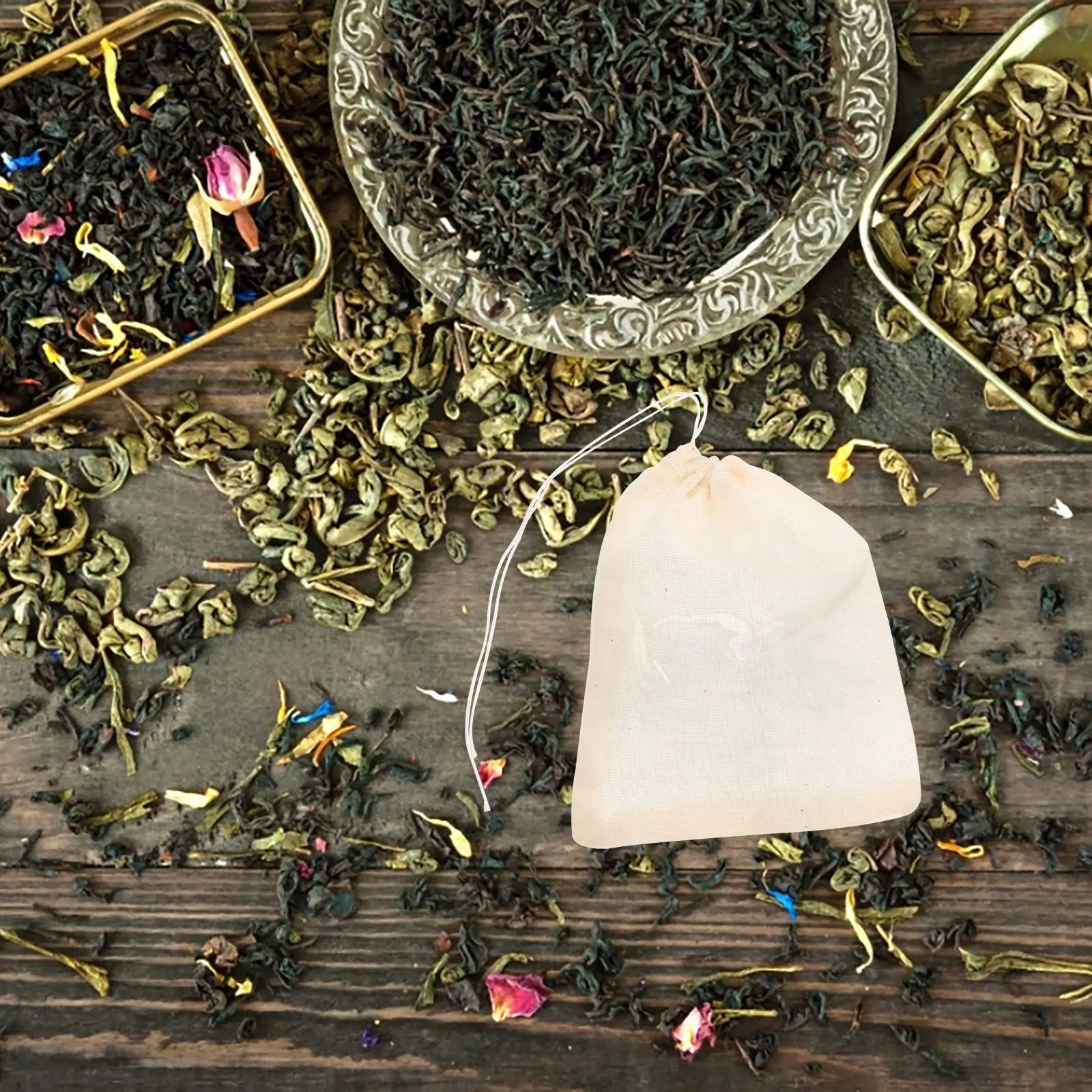 

50 Pcs Filter Reusable Muslin Gauze Dried Herbs Strainer Spice Filter Bags for Spice Bags For Cooking Cooking Tea Coffee