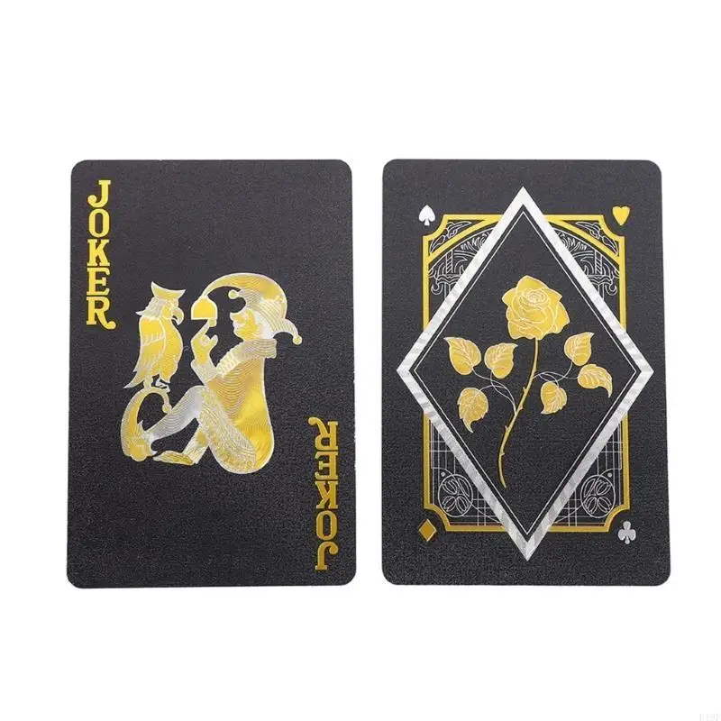 

F19F Luxury Gold Plated PVC Playing Cards Washable Deck Card Card Set for Game NightsCollectible Playing Cards Set