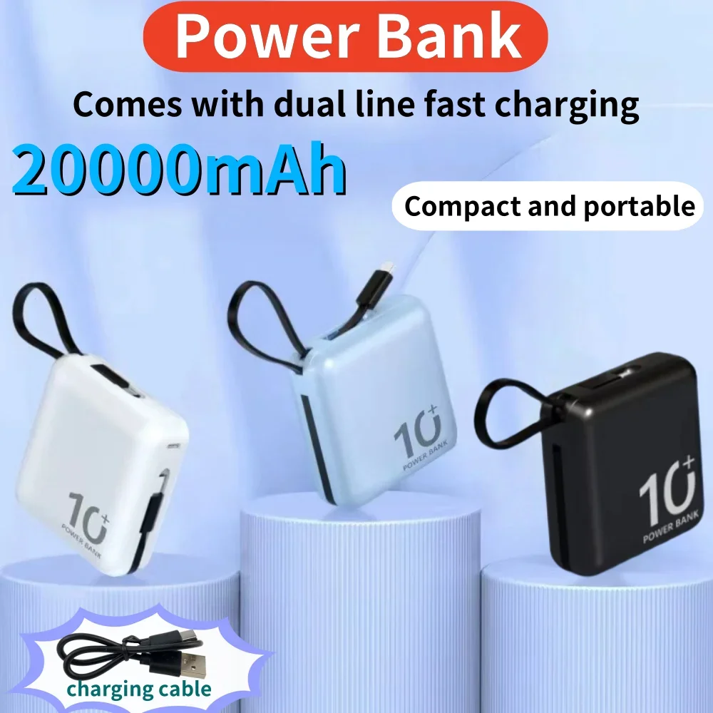 20000mAh Power Bank Mini Super Fast Chargr Portable External Battery Pack Powerbank Spare Batteries for iPhone Android  Samsung