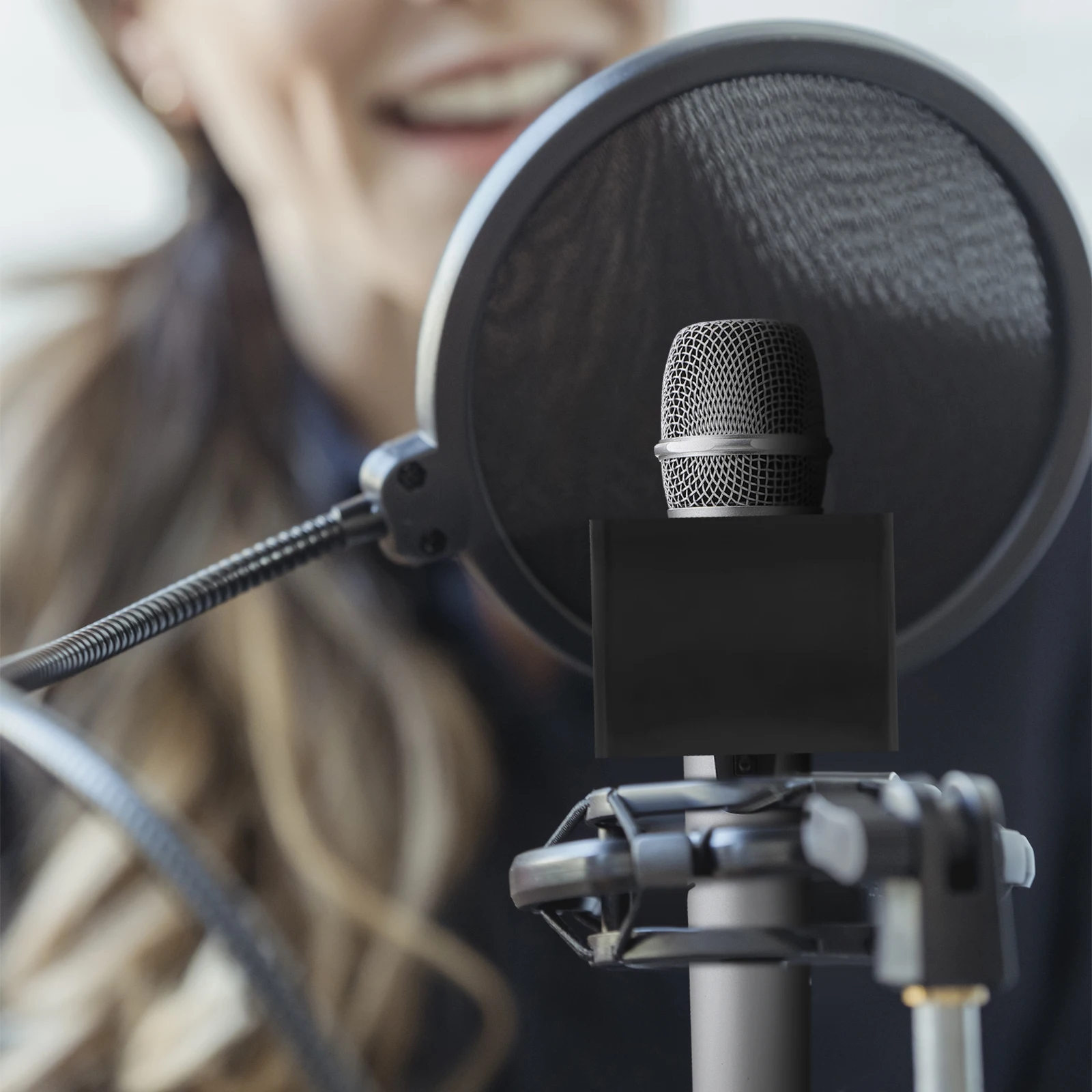 

Portable Abs 6.7X6.7X5.1Cm Mic Logo Station Whitemic Logo Square Microphone Flag Flag Station Microphone Stand