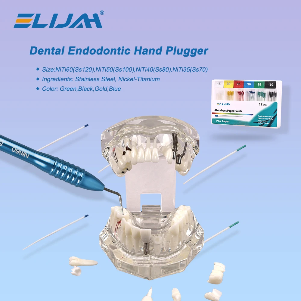 ELIJAH 치과 용 수직 콘덴서 Obturation Plugger for Root Canal Gutta Percha 필러 구강 근관 치과 Endodontic Tools
