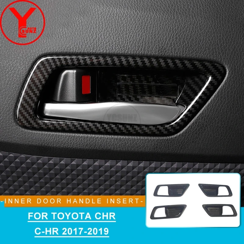 

YCSUNZ carbon car interior door handle protector for toyota c-hr accessories ABS parts For toyota chr 2018 2017 2019 accessories