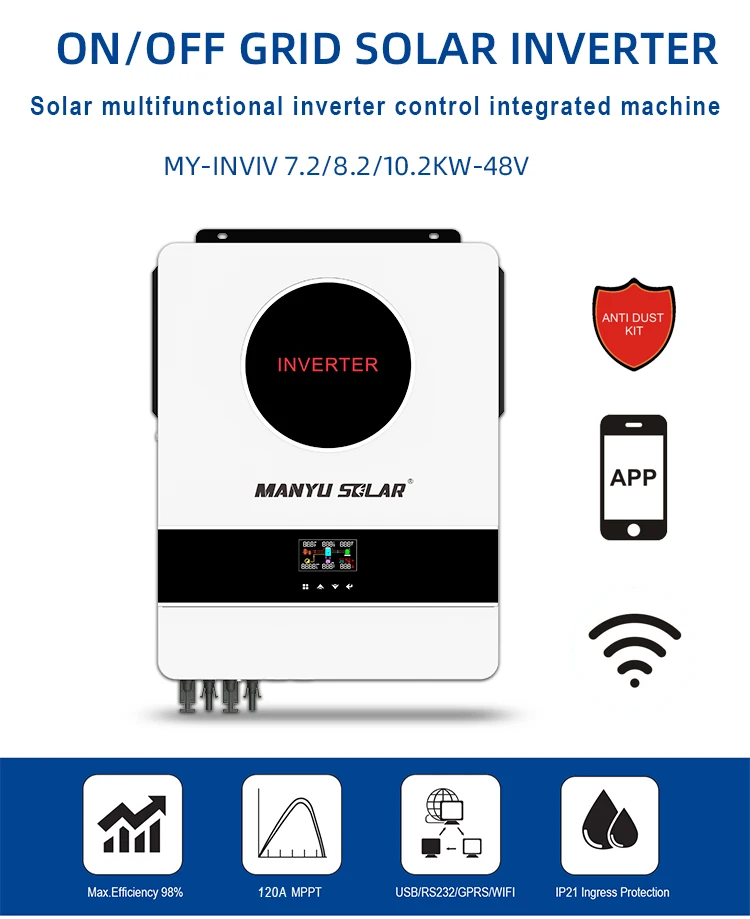 Manyu Solar 8.2KW 10.2KW MPPT Inversor Solar Híbrido Dual MPPT Inversor Solar Off Grid para Uso Residencial