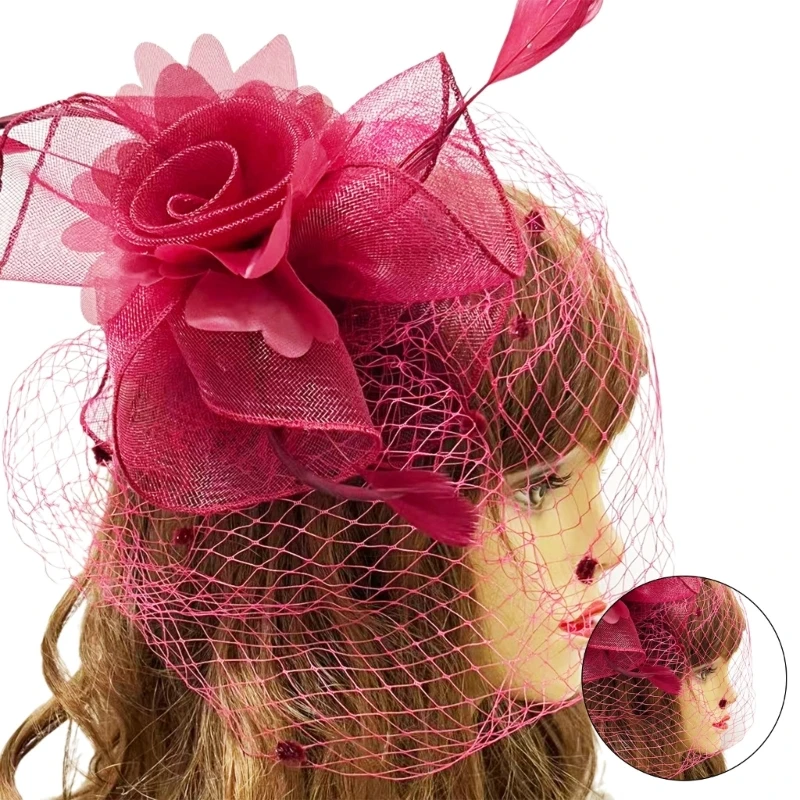 Roleplay Fascinator Hat Women Flapper Hat Flower Hat Hair Pin Cocktails Party Flower Bowler Hat 1920s Church Hat