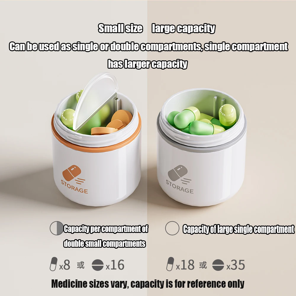 Waterproof Pill Case 2-compartment Portable Daily Medicine Box Pill Organizer for Vitamins Supplements Outdoor Pill Drug Holder