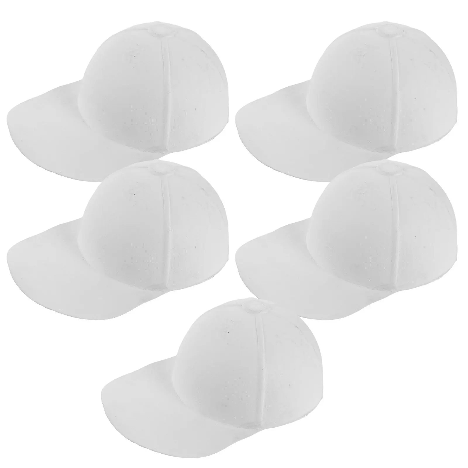 5Pcs White Blank Baseball Caps Paper for Painting DIY Creative Art Projects Suitable for Kids Crafts and Gifts