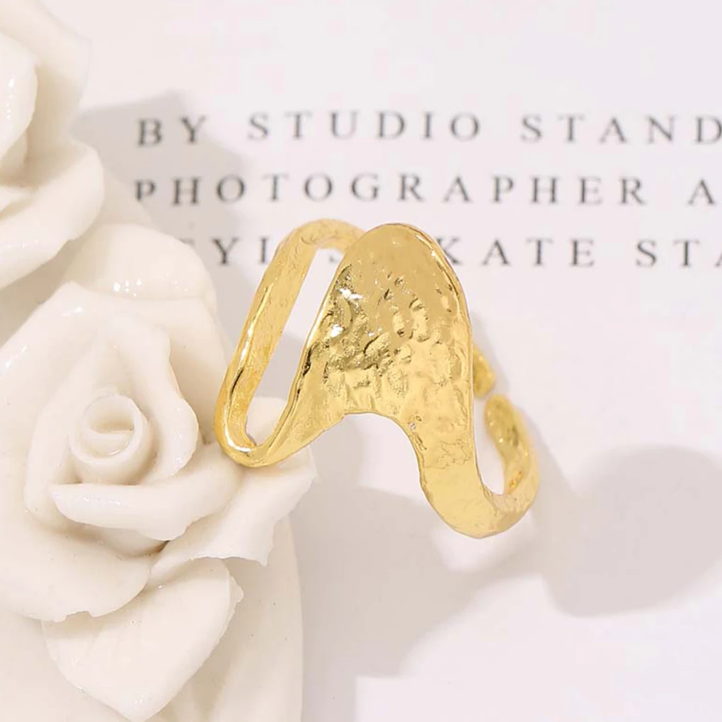 CHENGXUN Design Sense Irregular Geometric Opening Ring For Women Adjustable Gothic Gold Plated Party Girl's Fingers Mother Day