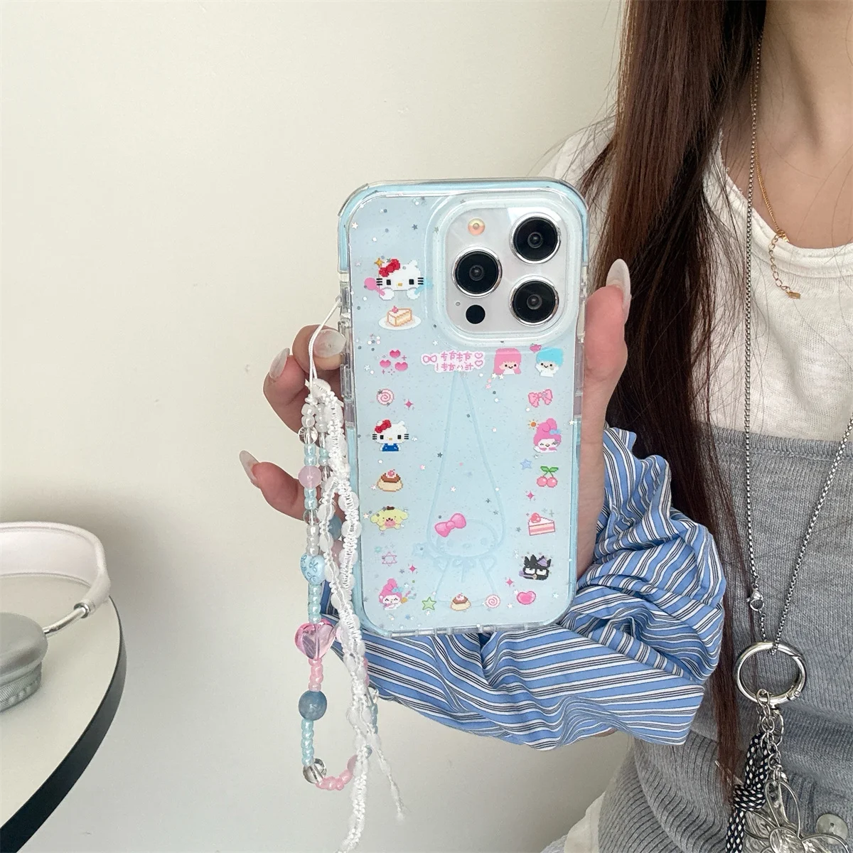 

New KT cat Cartoon Fashion Girls Cute New Phone Case For iPhone 16 15 14 13 Pro Max fundas Protective cover iphone 15 case