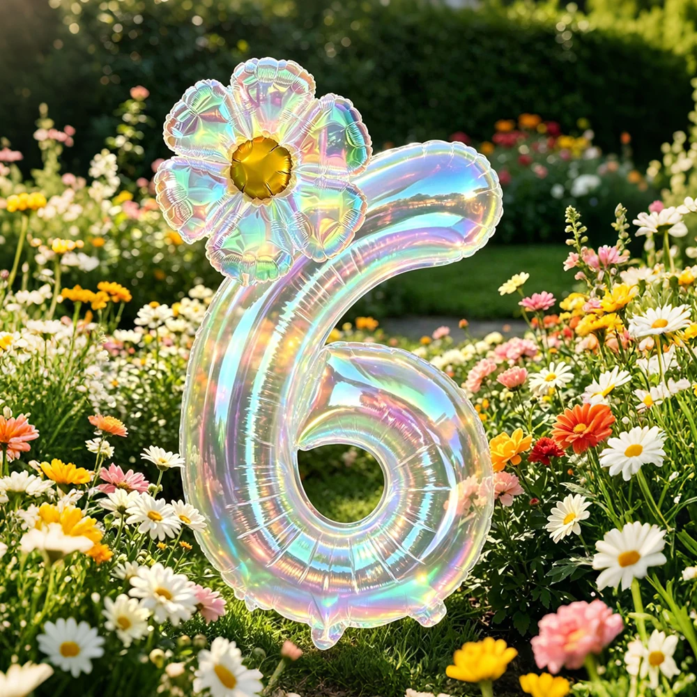 40 Zoll große, farbenfrohe, transparente Zahlenballons und große transparente Gänseblümchen-Folienballons, für Geburtstagsfeiern, Jubiläumsdekorationen – Detail 3