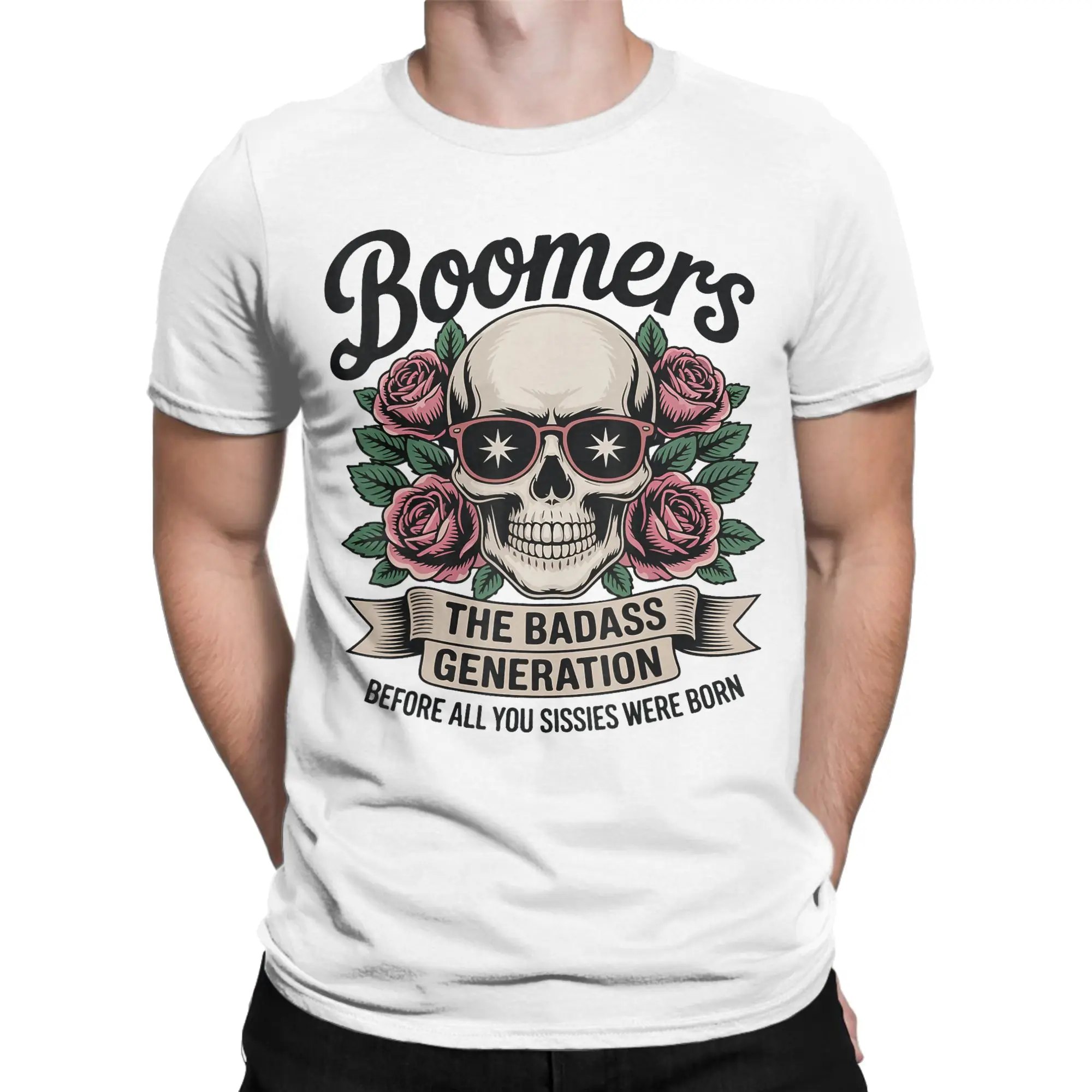 

Футболки Boomer Generation The Badass Generation Before Sissies were Born, мужские винтажные хлопковые футболки с круглым вырезом и короткими рукавами