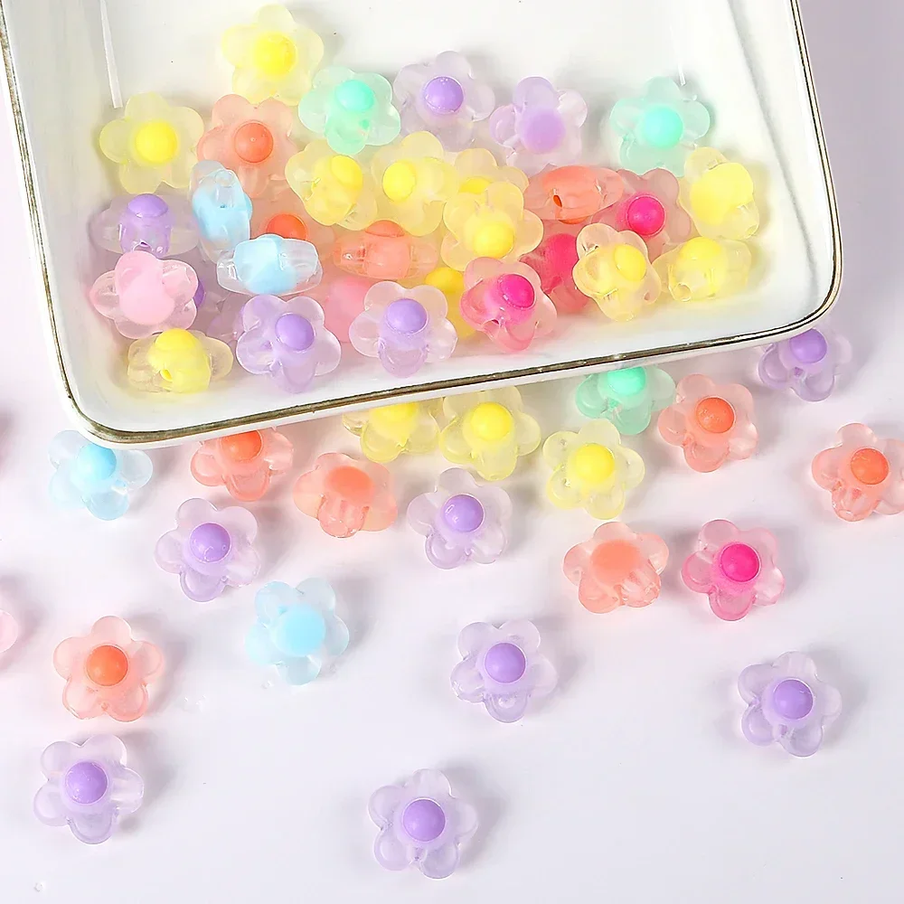 Matte Acrylic Beads Flower Candy Beads  Color Spacer Beads For Jewelry Making Diy Bracelet Necklace Accessories