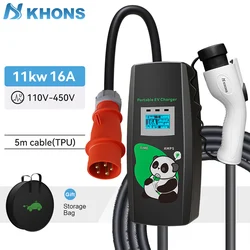 Khons 11kw EV Charger Portable  GBT  Charging Box Electric For Electric Car 16A 3Phase EVSE Charging For Electric Car 5m Cable