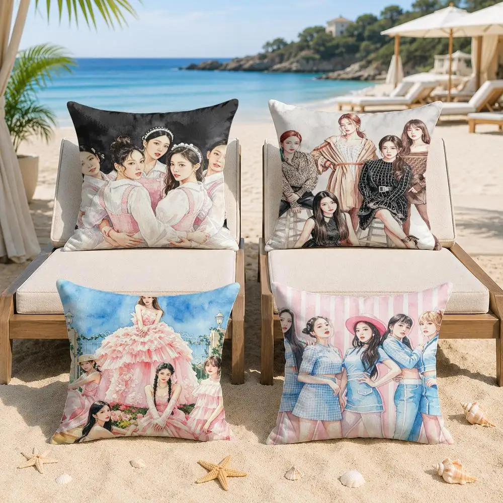 Red V-Velvet Kpop Band Cushion Cover Silky Short Plush Invisible Zipper Dustproof Sofa Pillow Case For Home Decor