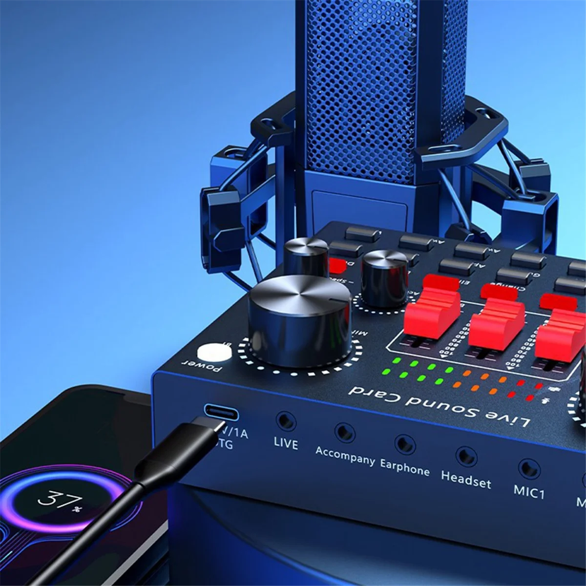 SLQZT V8K Audio USB External Sound Card Multi Portable Microphone Live Broadcast Sound Card for Mobile Phone Computer
