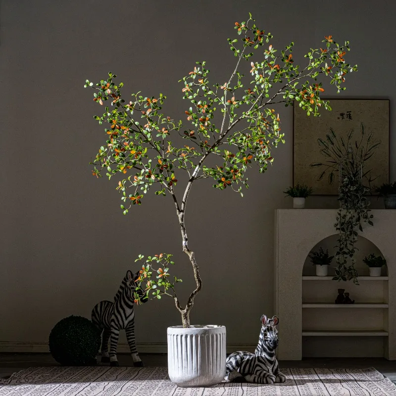 Large Indoor High-end Light Luxury Simulation Green Plants Island Spring Flowers Floor Potted Landscape