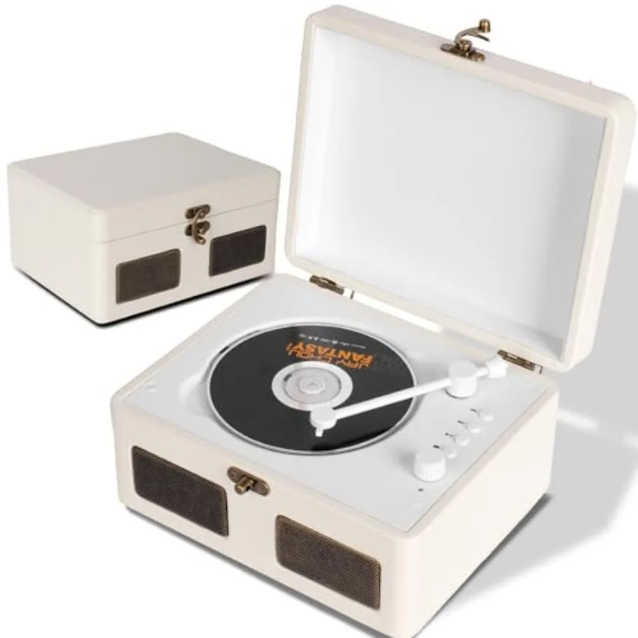 

Time Vintage Portable Music Box CD with Speakers, Bluetooth Transmitter, Rechargeable, USB/AUX, Multi‑Mode Gift