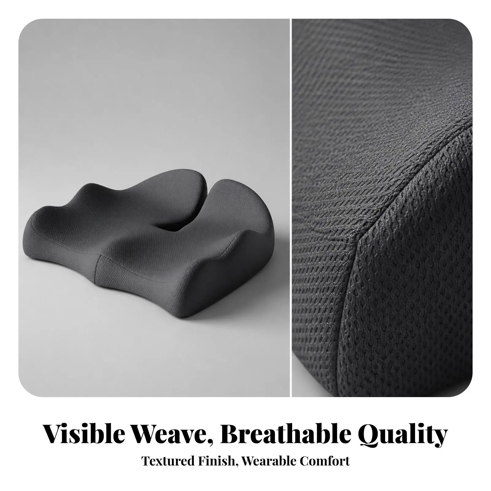 Pressure Relief Memory Foam Chair Pad with Cutout for Office Work Home Car Versatile Seat Cushion