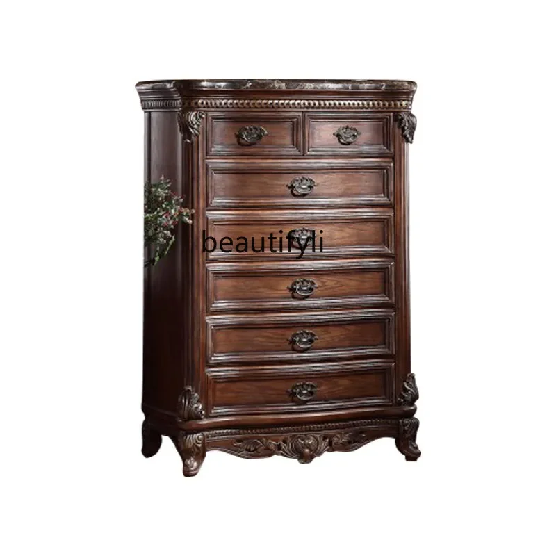 

European six-bucket cabinet American solid wood retro storage storage bedroom drawer six-bucket cabinet