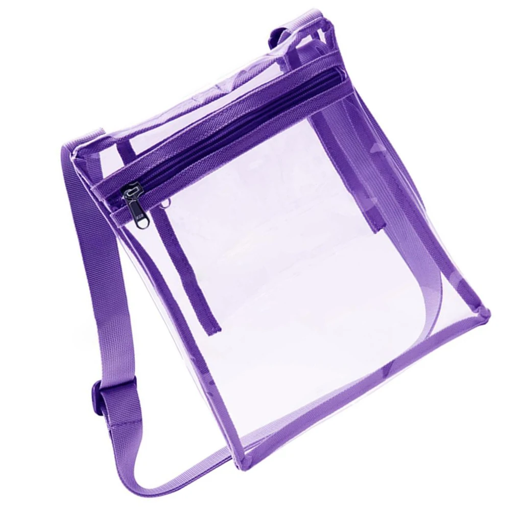 Transparent Crossbody Bag Women Men Casual Adjustable Straps Clear Shoulder Bags Containers Fashion Accessory Purple