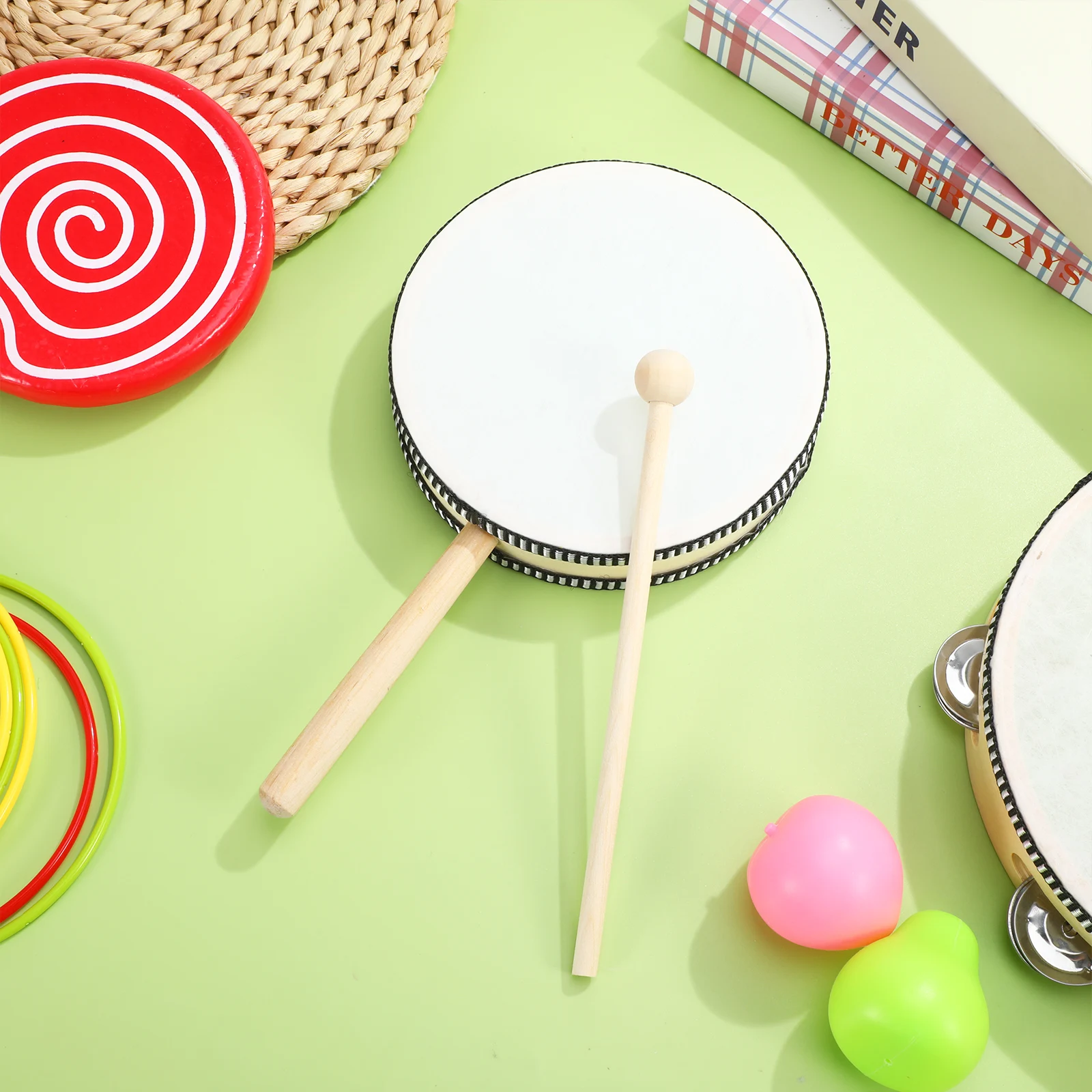 

Hand Drum for Adults Percussion Drums Musical Instrument Kids Instruments Tambourine Mini Wood With Stick Child