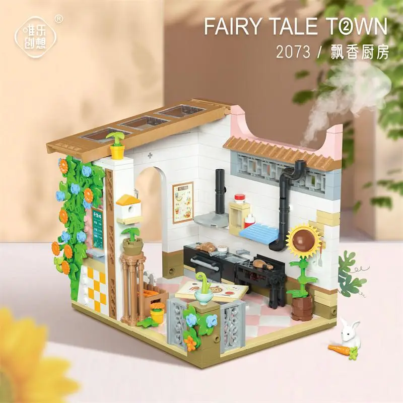 Mooie Bloem Huis Sprookje Stad Bouwstenen DIY Educatief Speelgoed Brinquedos Bricks Geschenken Nieuwjaar Meisje Aanwezig YZ