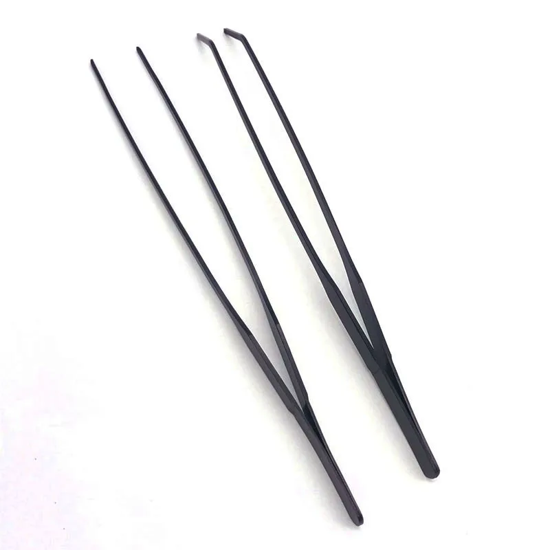 

27cm Black Stainless Steel Curved Aquarium Tweezers Aquarium Plants Tweezer Straight Fish Tank Cleaner aquarium accessories