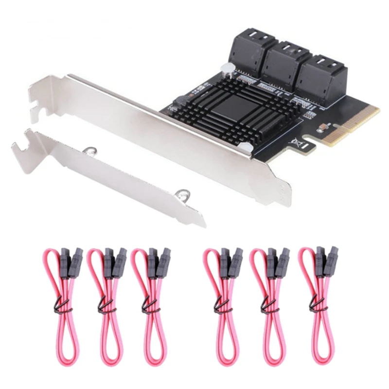 

PCIE X1 PCIE To 6-Port SATA3.0 Expansion Card Computer Chassis SATA Array Adapter Card High-Speed Card PCIE Card