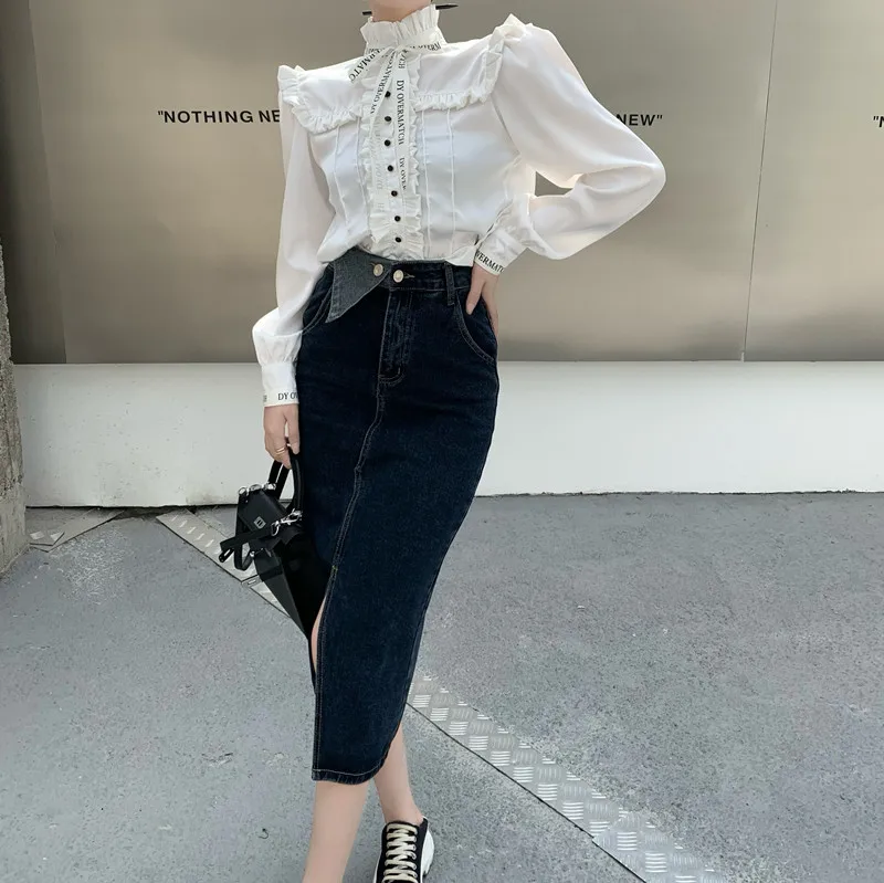 Camisas Blusas Mujer De Moda Fall French Court Style Vintage Shirt Bowknot Fungus  White Top Letter Blouse Ribbon s