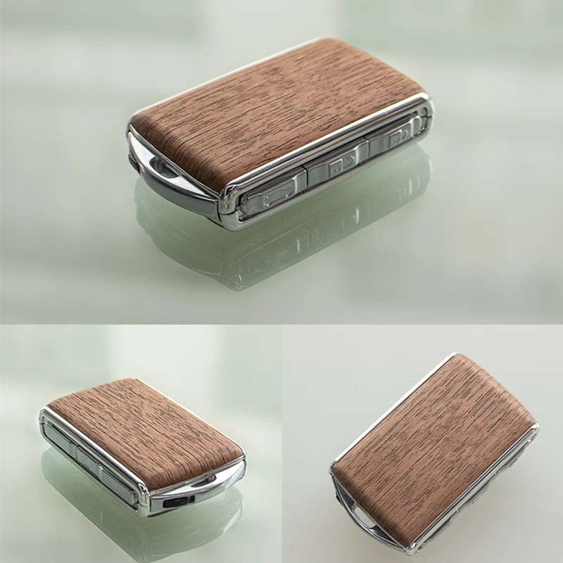 Car Leather Remote Key Case Replacement Key Cover for XC60 XC90 XC40 C40 S40 S80 S90 S60 Wooden Car Remote Key Shell Key Case