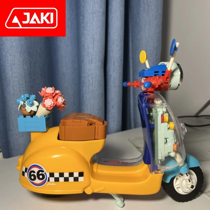 Genuine JAKI Building Blocks Motorcycle Mechanical Model Ornaments Children Puzzle Assembly Toys Birthday Lovers Gift Items